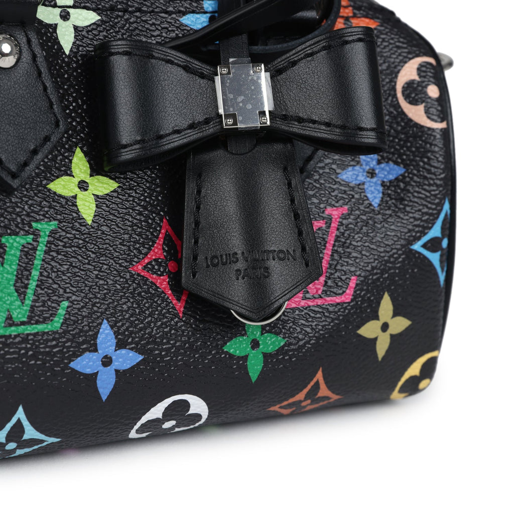 Louis Vuitton X Murakami Nano Speedy Bag Black Multicolor Monogram Gold Hardware - Image 8