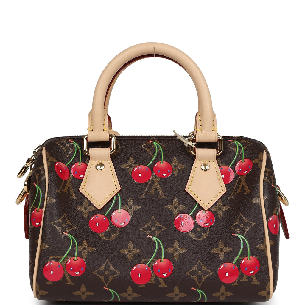 Louis Vuitton X Takashi Murakami Cerises Speedy Bandouliere 20 Bag Brown Cherry Monogram Gold Hardware - Image 5