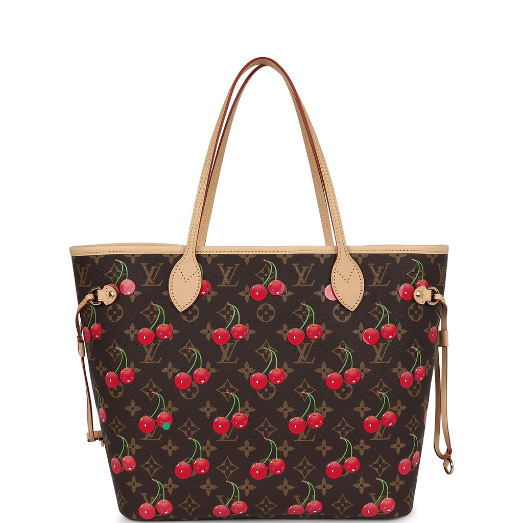 Louis Vuitton X Takashi Murakami Neverfull MM Cherry Brown Monogram Gold Hardware - Image 5