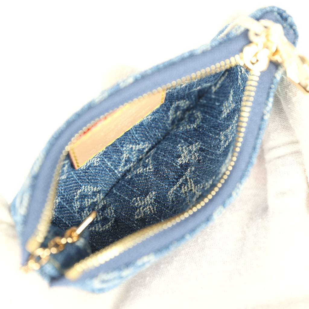 Louis Vuitton X Takashi Murakami Key Pouch Denim Monogram Cherry Gold Hardware - Image 8