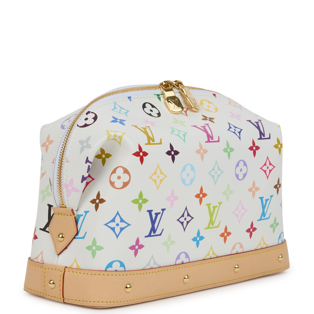 Louis Vuitton X Takashi Murakami Cosmetic Pouch GM White Multicolored Monogram Gold Hardware - Image 3