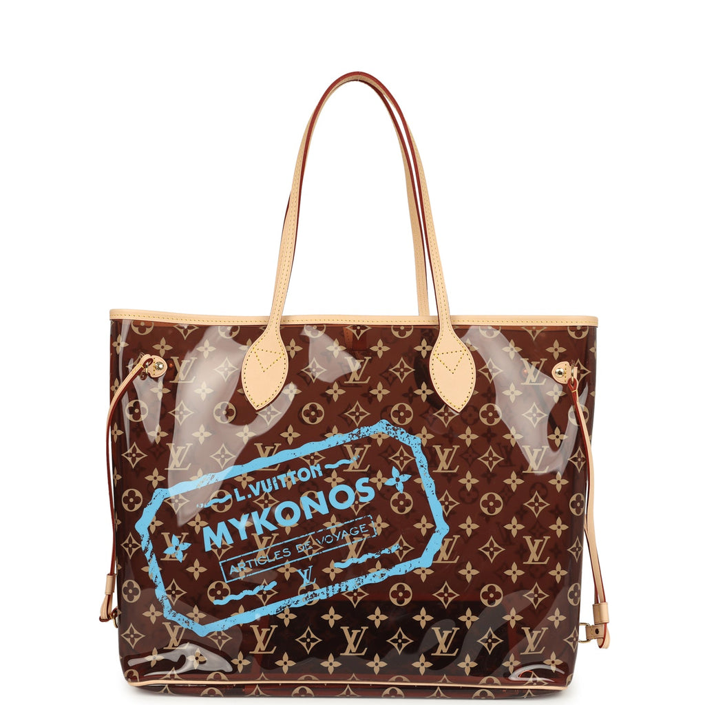 Louis Vuitton "Mykonos" Cities Neverfull GM Brown and Blue Monogram Vinyl Gold Hardware - Image 7