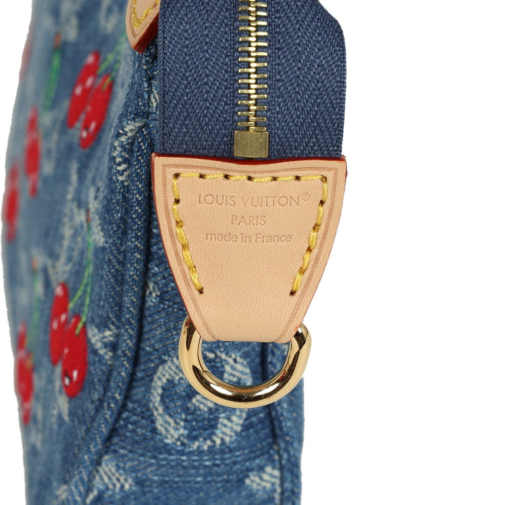Louis Vuitton X Takashi Murakami Cherry Pochette Accessories Denim Monogram Gold Hardware - Image 10