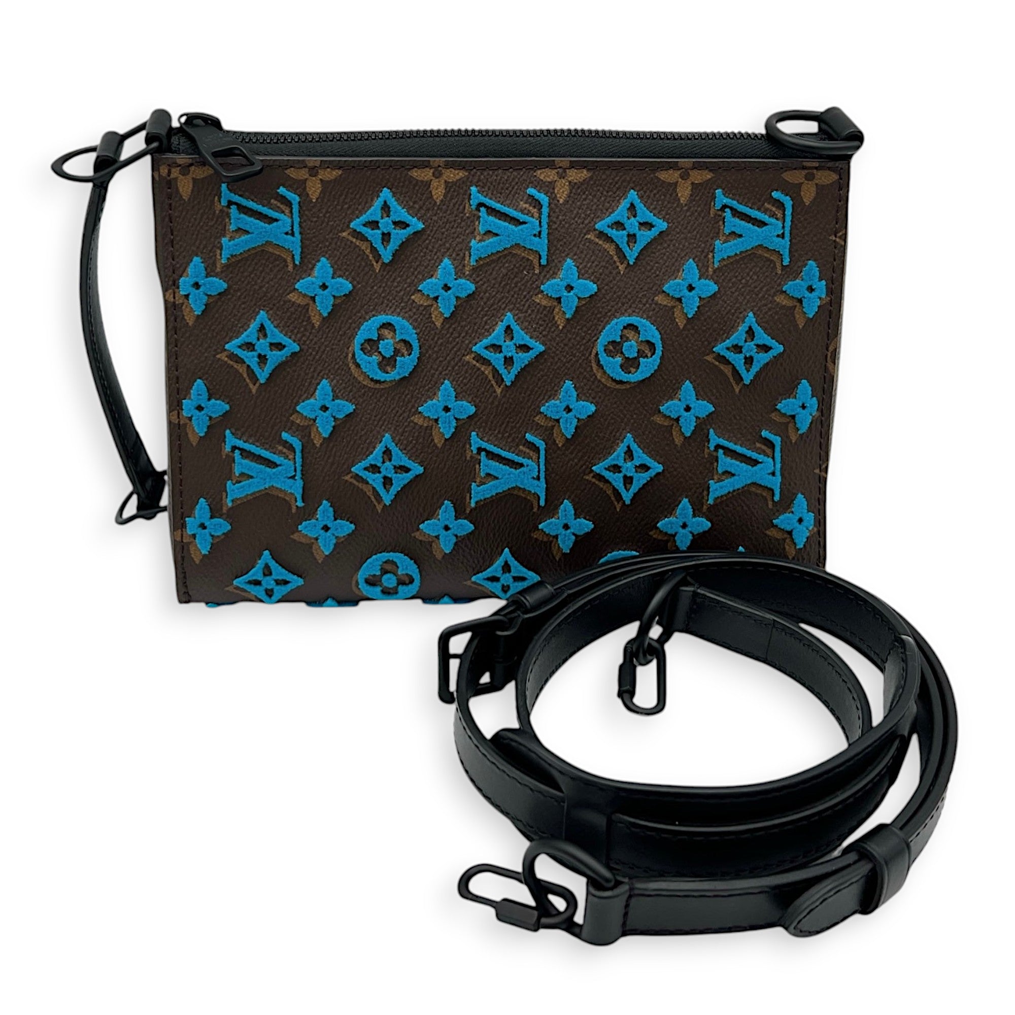 Tuffetage Triangle Messenger bag in Monogram coated canvas, Lacquered Metal Hardware - Image 11