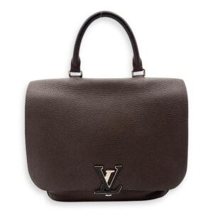 Volta Top Handle Bag Brown in Taurillon Leather, Silver hardware