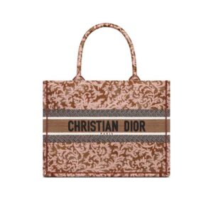 Medium Dior Book Tote Metallic Pink Brocart Embroidery - DB041