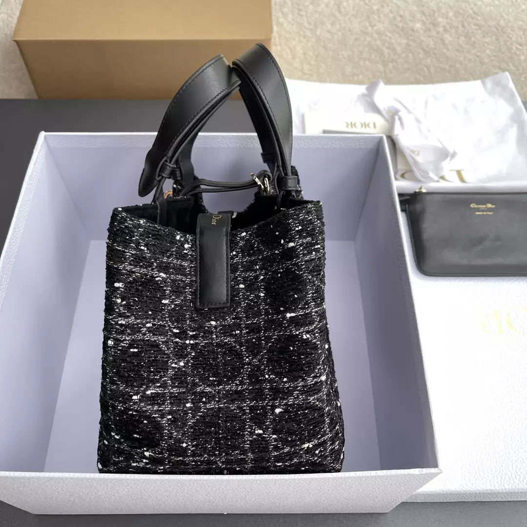 Medium Dior Toujours Bag Black Cannage Tweed - Repbags.ru - Image 4