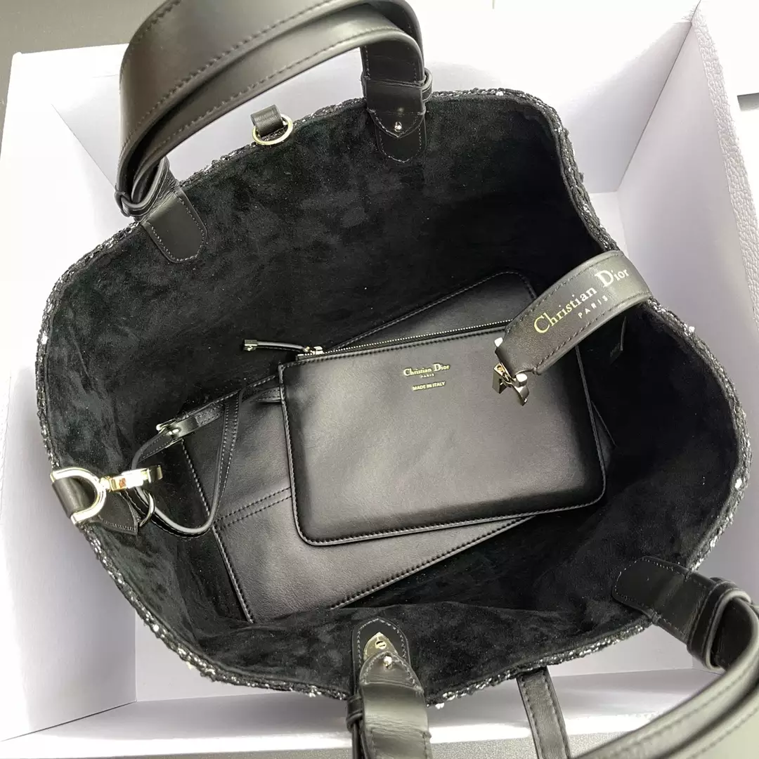 Medium Dior Toujours Bag Black Cannage Tweed - Repbags.ru - Image 8