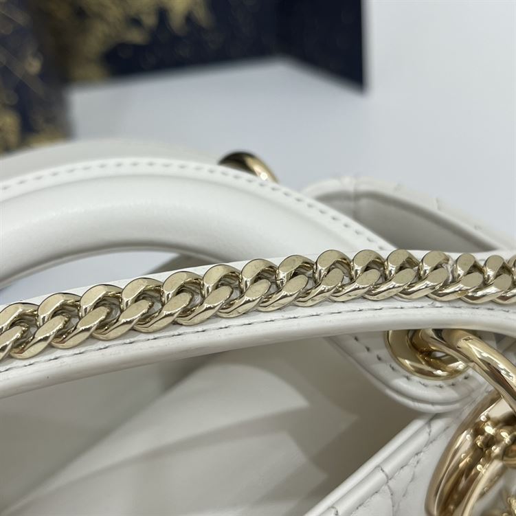 Mini Lady Dior Bag Latte Cannage Lambskin - Image 6