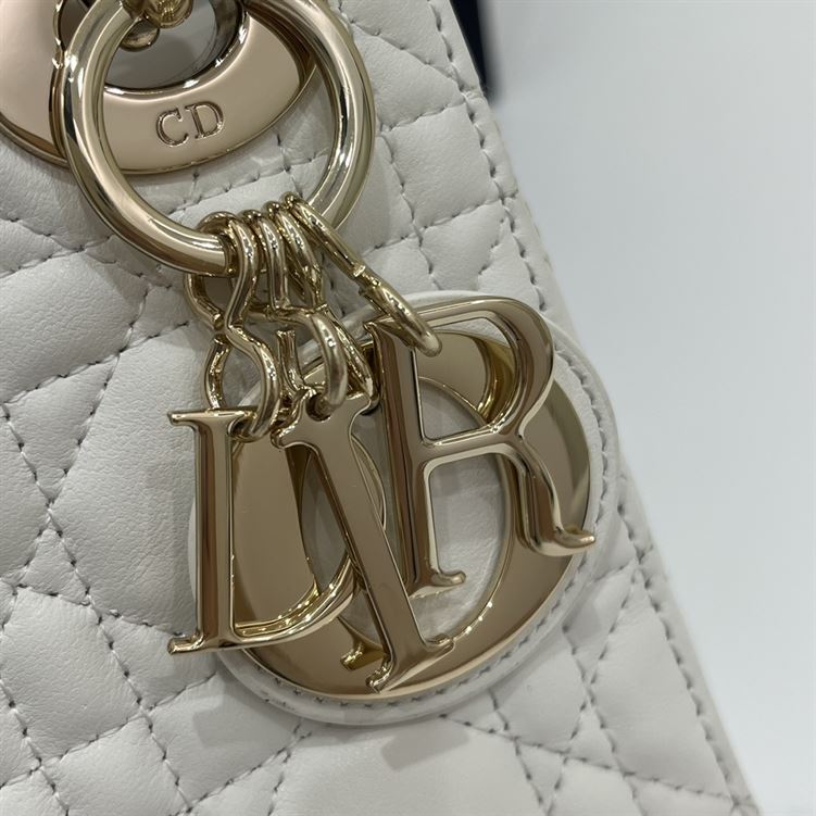 Mini Lady Dior Bag Latte Cannage Lambskin - Image 10