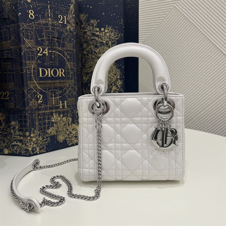 Mini Lady Dior Bag Latte Cannage Lambskin - Image 3