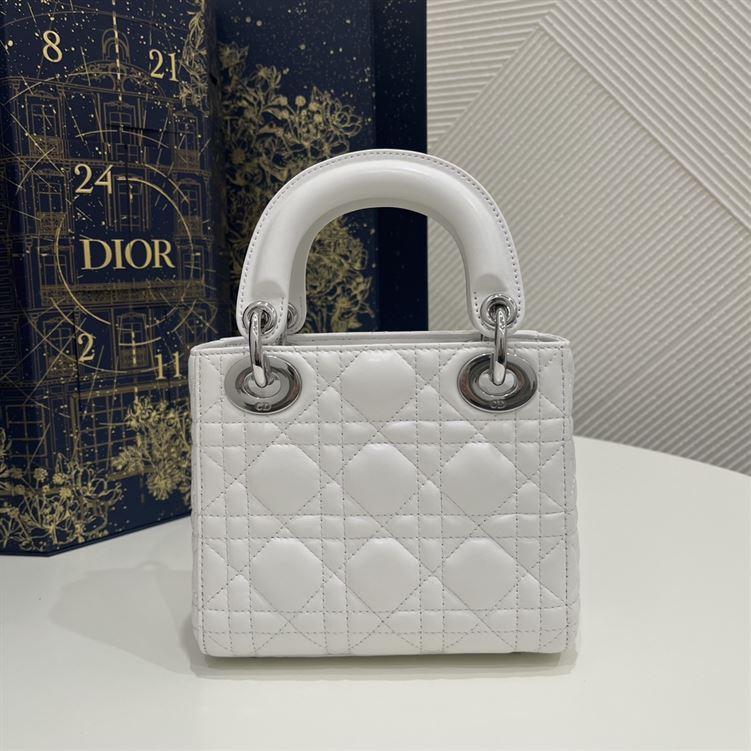 Mini Lady Dior Bag Latte Cannage Lambskin - Image 4