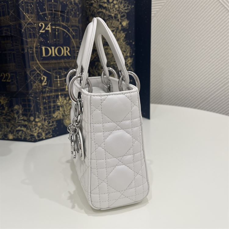 Mini Lady Dior Bag Latte Cannage Lambskin - Image 11