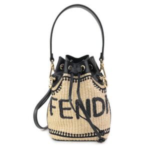 Mon Tresor Beige and black straw mini bag - FB009