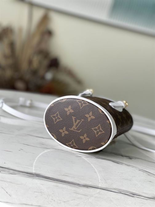 Nano Bucket White Monogram coated canvas - LB050 - Image 6