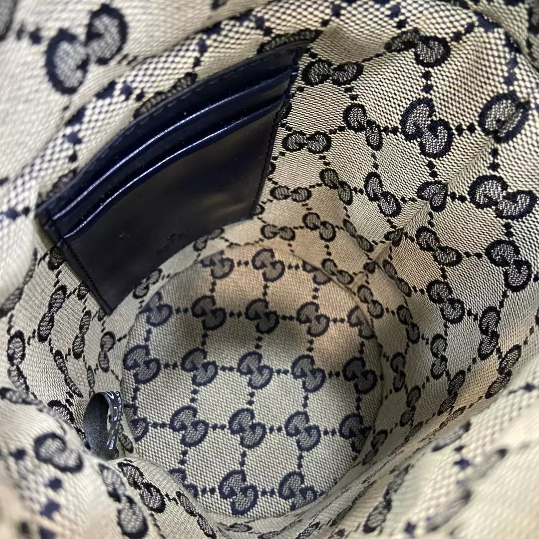 Ophidia Mini Bucket Bag in Dark Blue Leather - Repbags.ru - Image 11