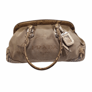 Prada Beige Jacquard Python Handbag