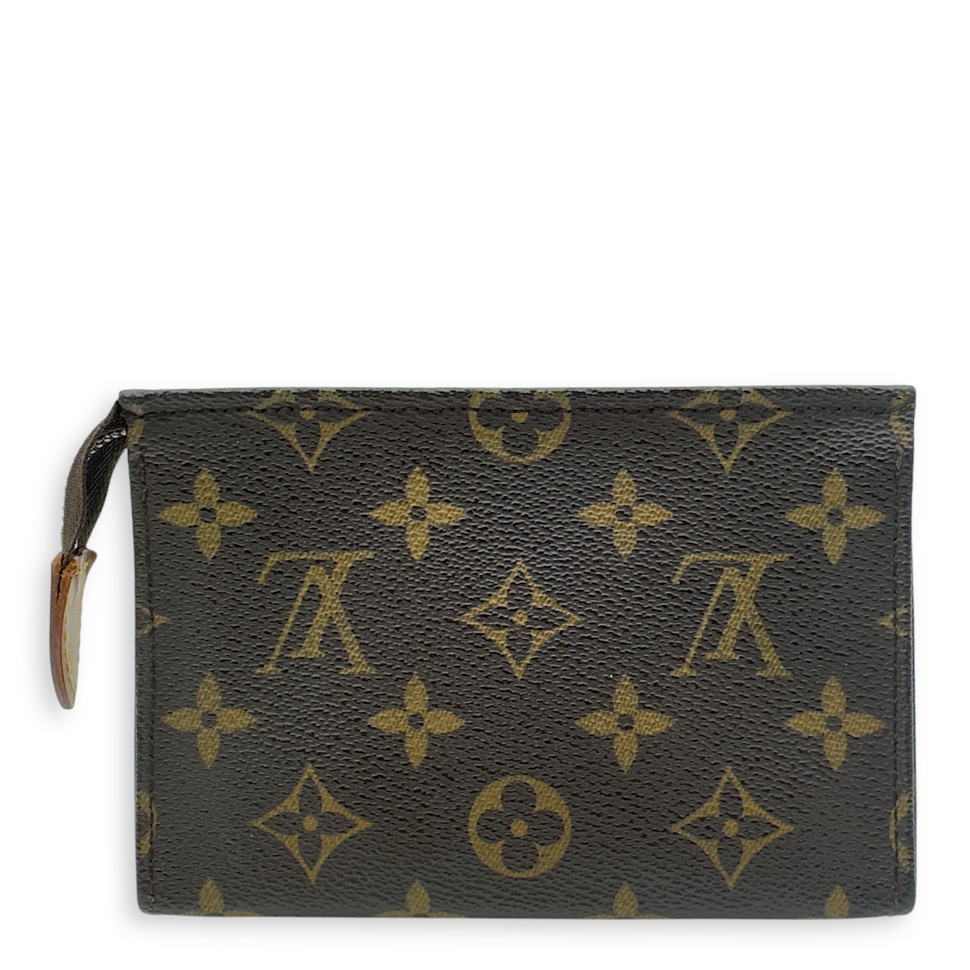 Pochette Pouch 15 Brown in Monogram Coated Canvas, Gold hardware