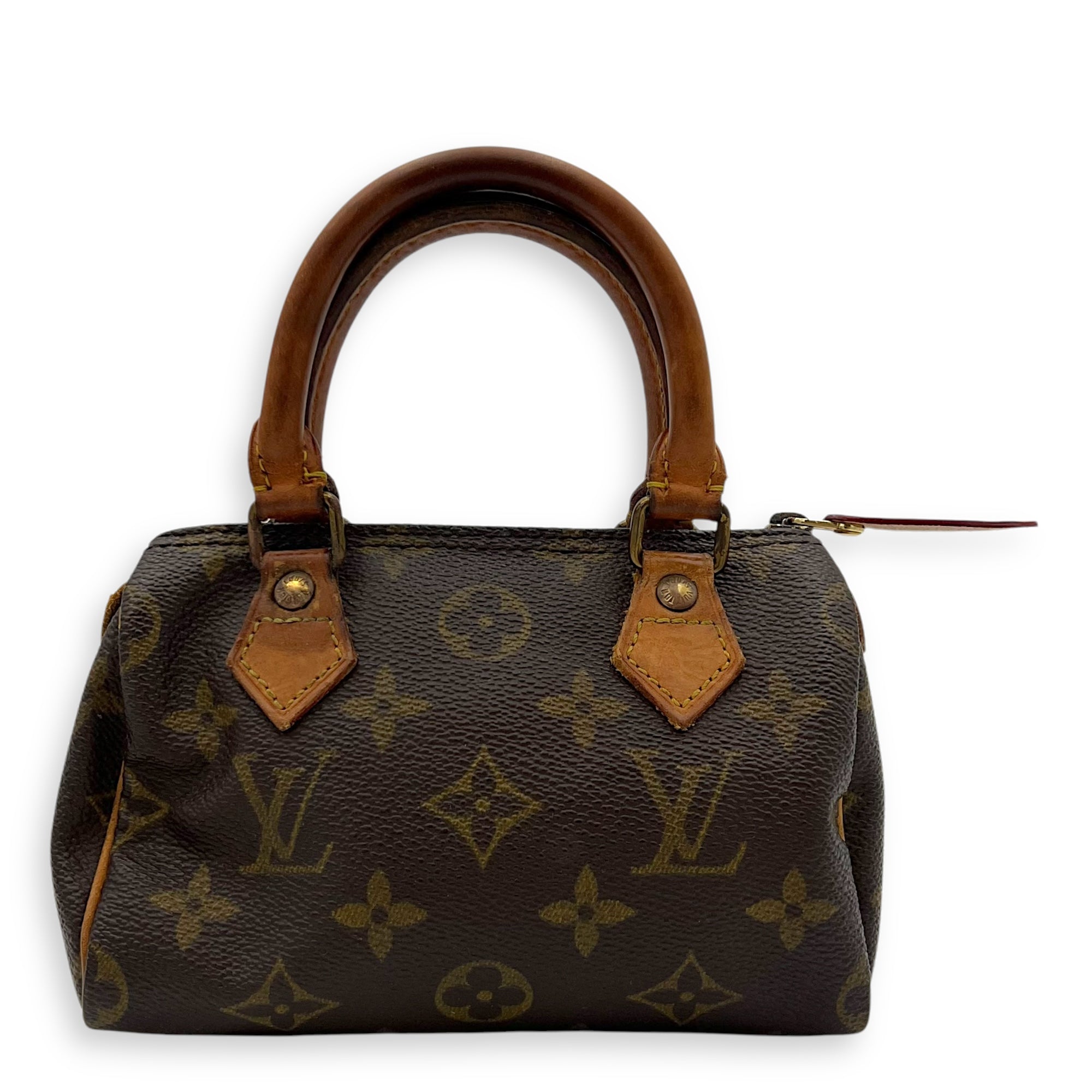 Speedy Crossbody Bag Nano Brown in Monogram Coated Canvas, Gold hardware