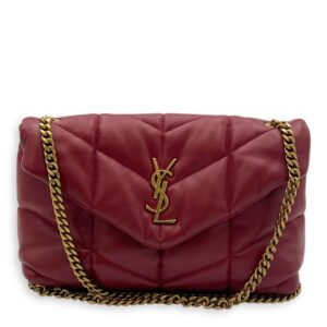 Puffer Mini Red Shoulder Bag in Lambskin, Gold hardware