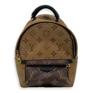 Palm Springs Mini Brown Backpack in Monogram Coated Canvas, Gold hardware