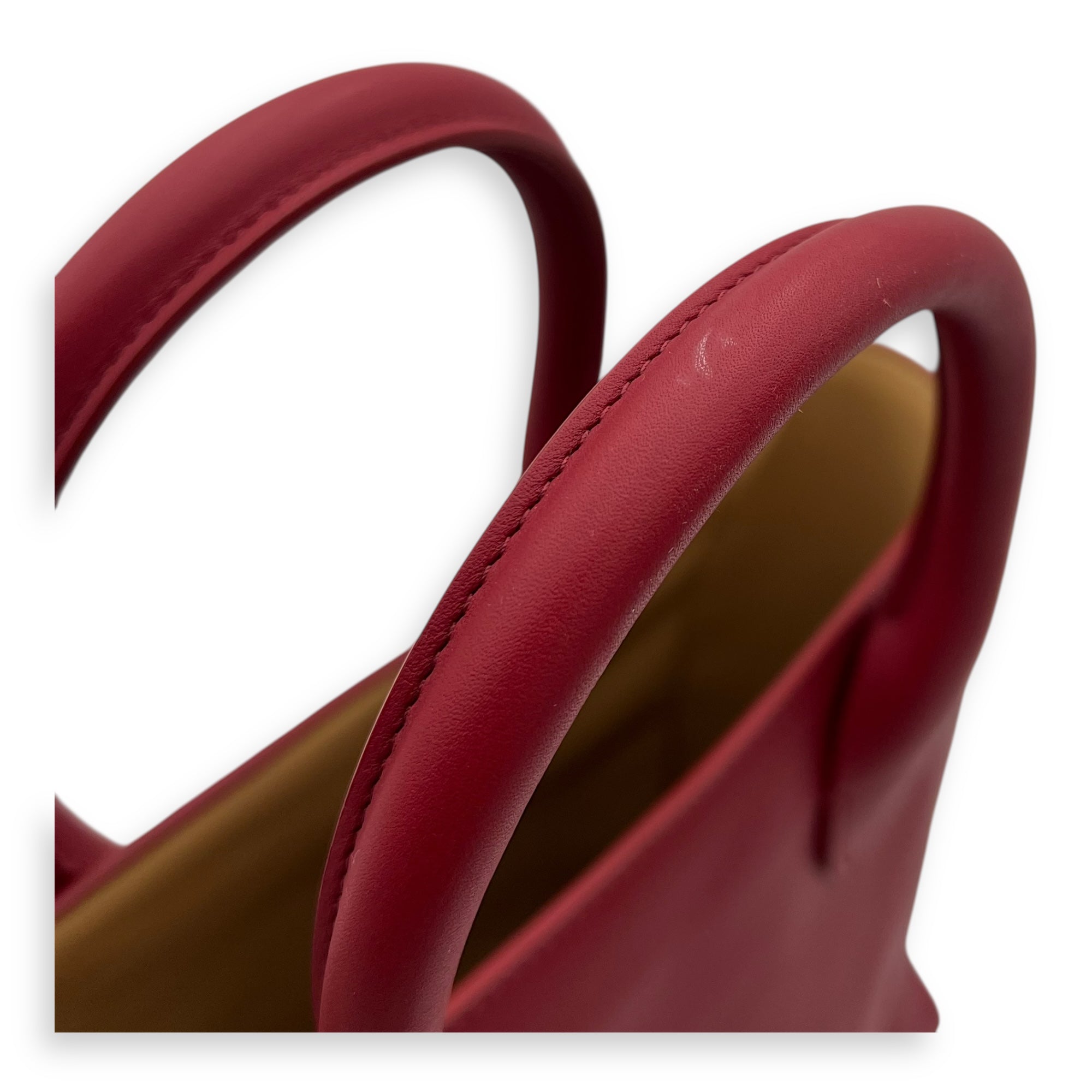 Joyce Red Top Handle Bag in Calfskin, Gold hardware - Image 8