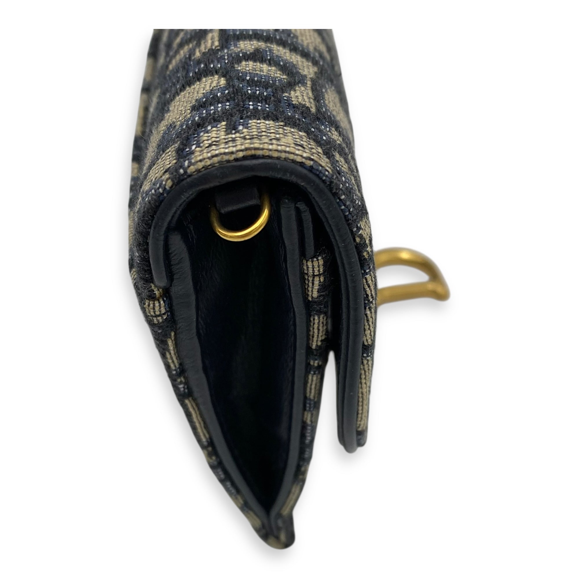 Saddle Wallet On Chain Blue in Jacquard, Gold hardware - Image 12