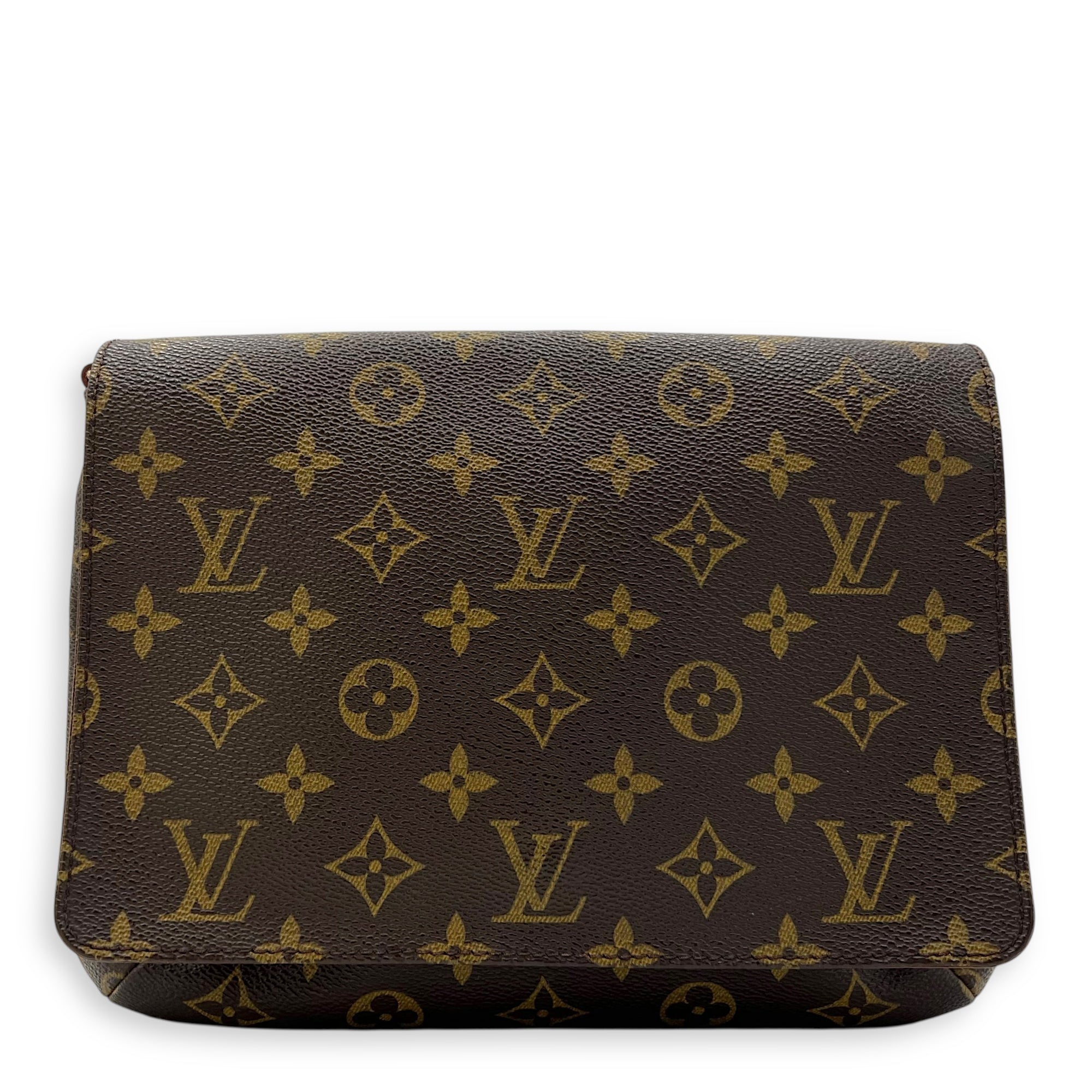 Musette Tango Shoulder Bag Brown in Monogram Coated Canvas, Gold hardware