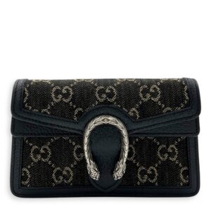 Dionysus Super Mini Black Crossbody Bag in Canvas, Silver hardware