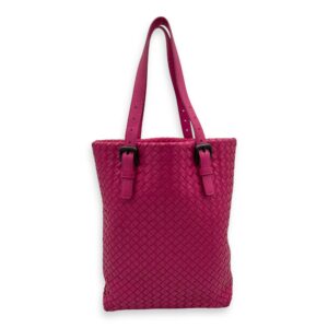 Intrecciato Shoulder Bag Pink in Lambskin, Gunmetal hardware