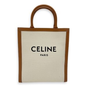 vertical Top Handle Bag Beige in Canvas, Gold hardware