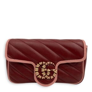 GG Marmont Crossbody Bag Super Mini Red in Calfskin, Gold hardware