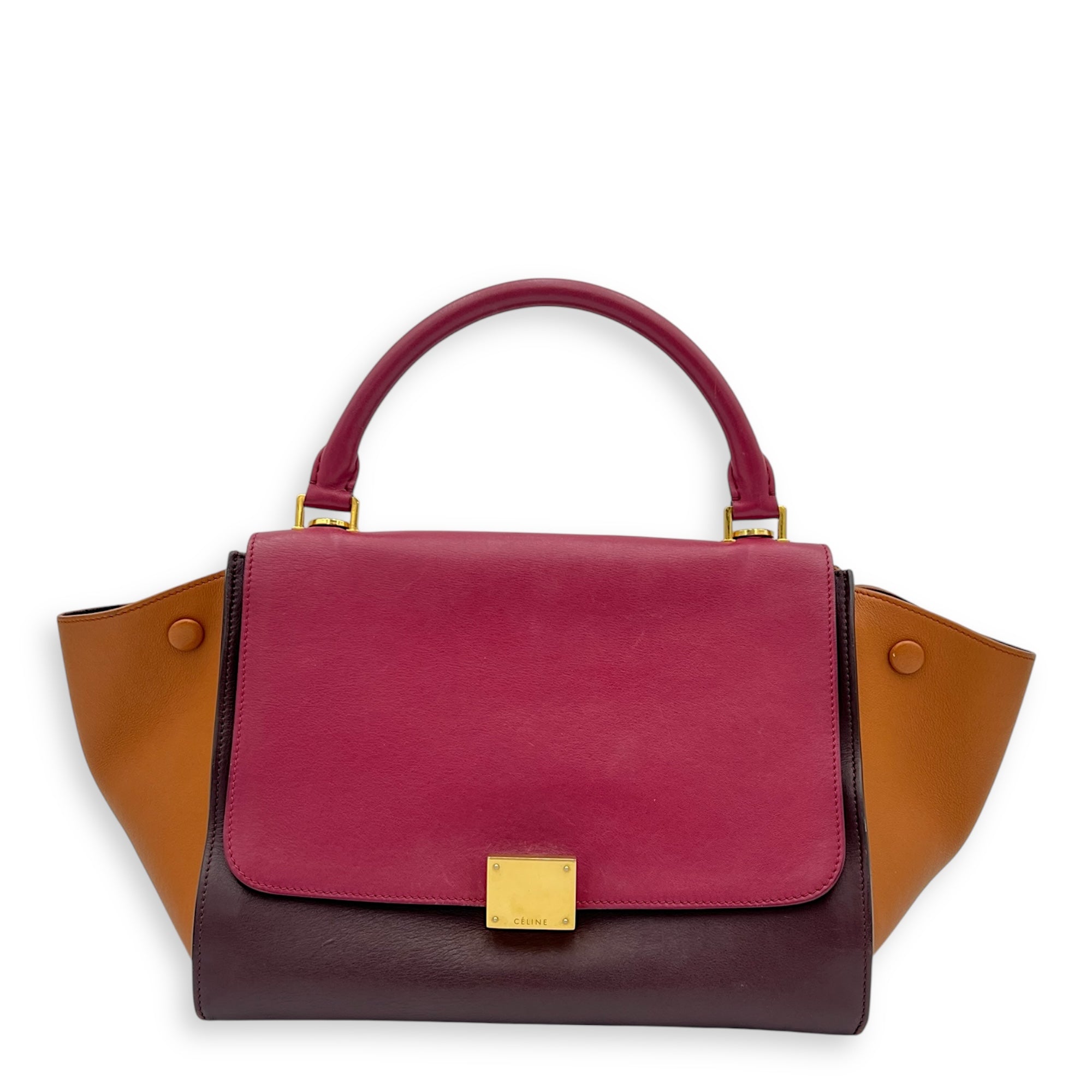 Trapeze Top Handle Bag Medium Multi-colour in Calfskin, Gold hardware