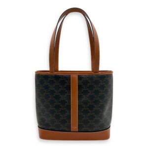 Triomphe Tote Bag Brown in Coated Canvas, Gold hardware