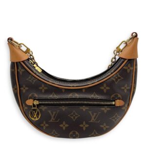 Loop Brown Shoulder Bag in Monogram Coated Canvas, Gold hardware