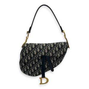 Saddle Shoulder Bag Blue in Jacquard, Gold hardware