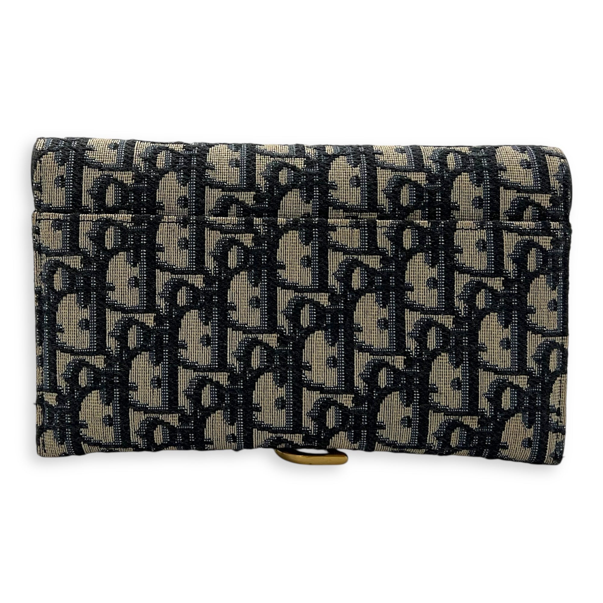 Saddle Wallet On Chain Blue in Jacquard, Gold hardware - Image 3