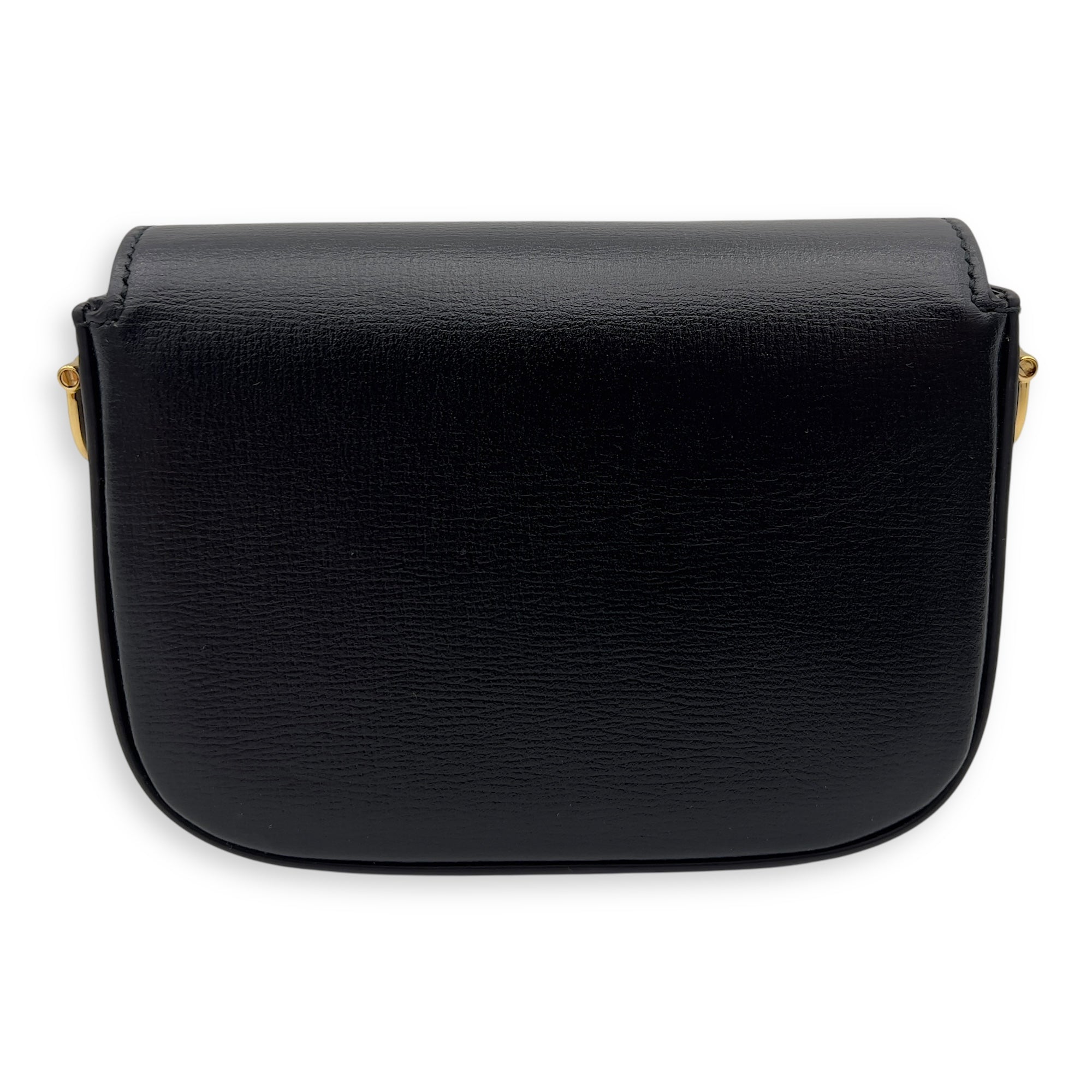 Horsebit 1955 Black Wallet On Chain in Calfskin, Gold hardware - Image 3