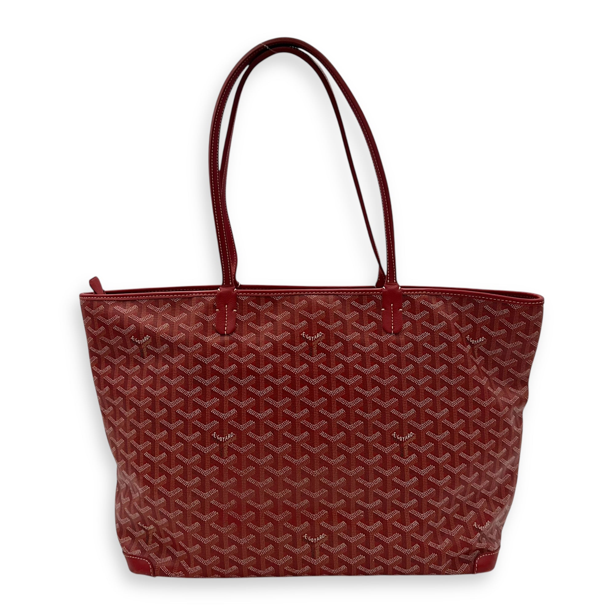 Artois MM Red Tote Bag in Coated Canvas, Silver hardware - Image 3