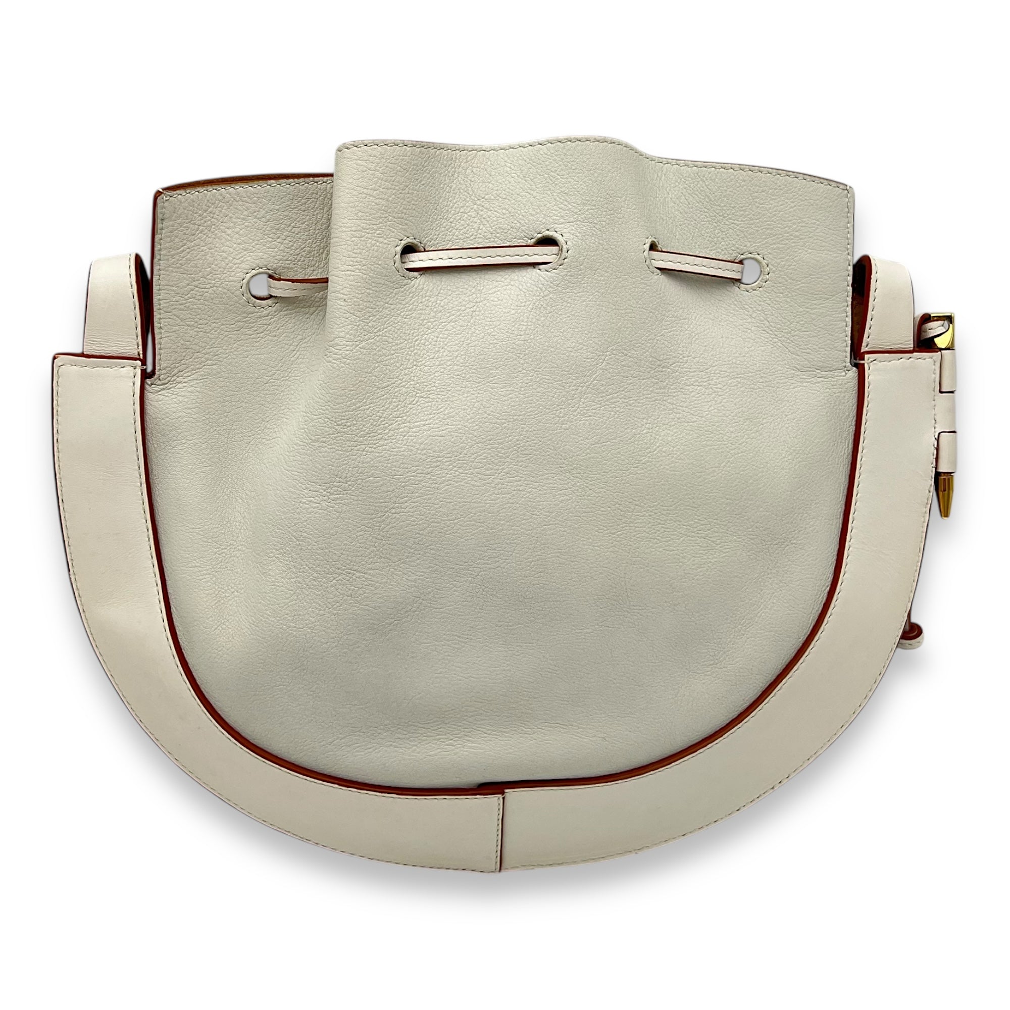 Horseshoe Crossbody Bag White in Calfskin, Gold hardware - Image 3