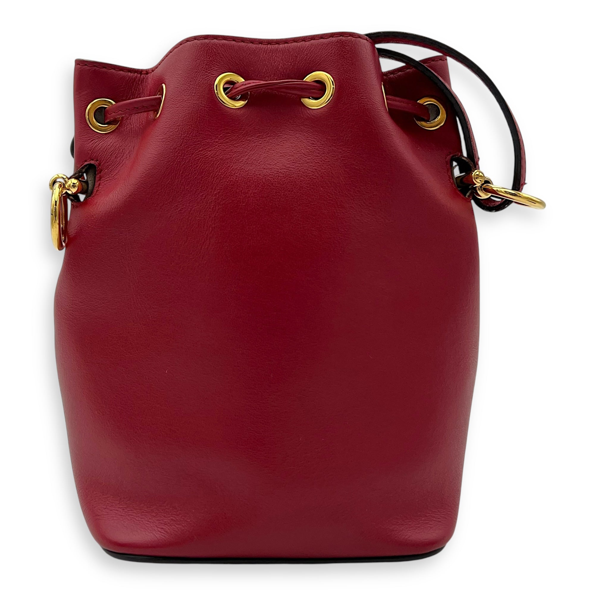 Mon Tresor Bucket Bag Red in Calfskin, Gold hardware - Image 3