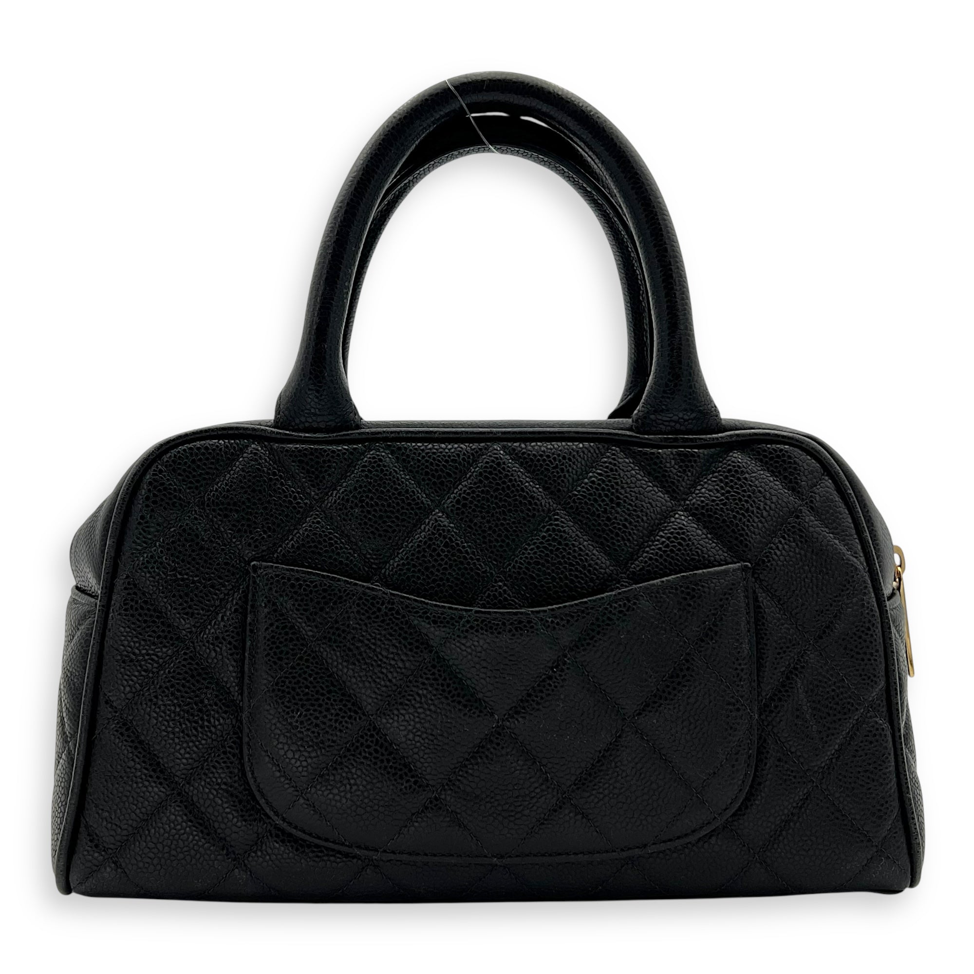 Vintage Top Handle Bag Black in Caviar Leather, Gold hardware - Image 3