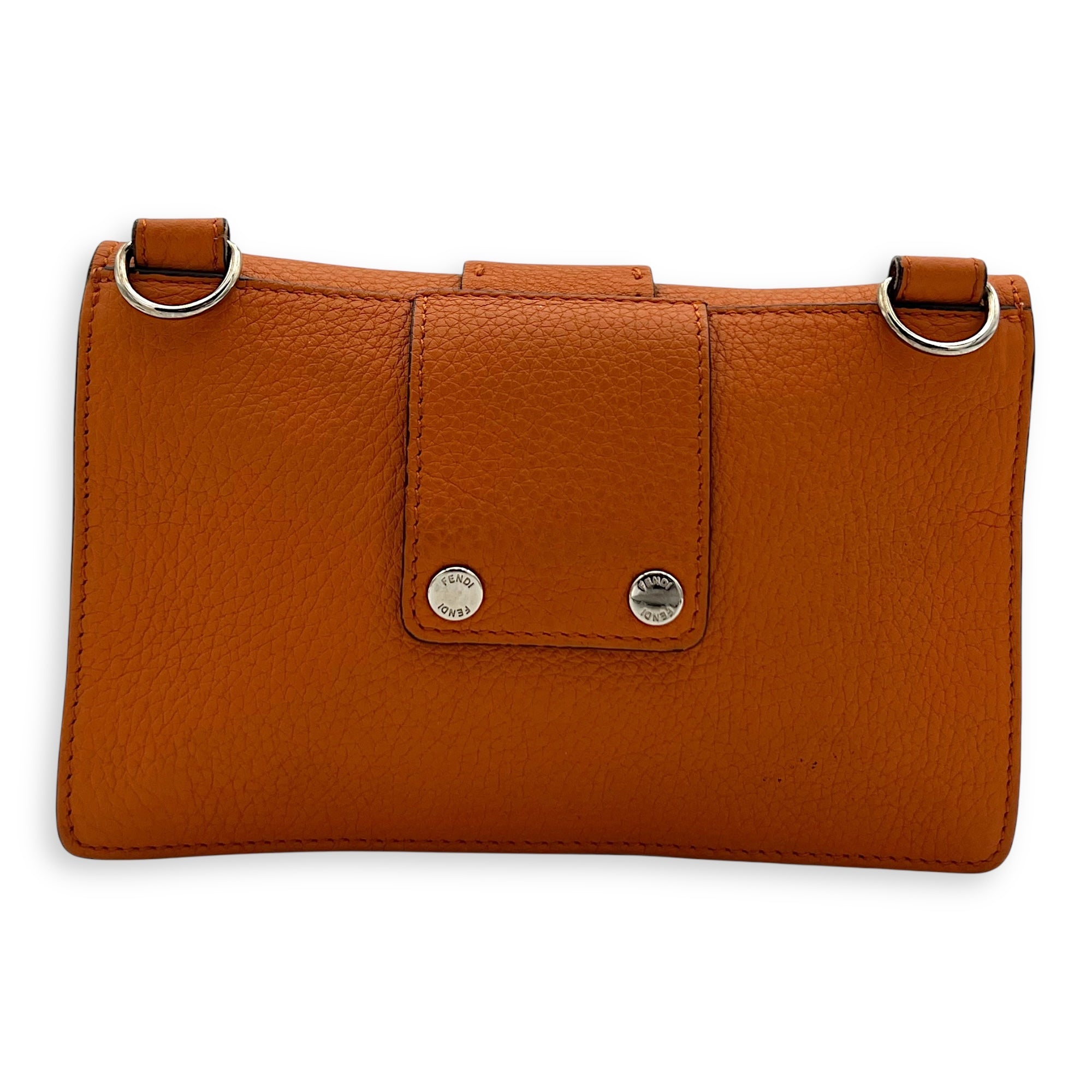 Baguette Crossbody Bag Orange in Calfskin, Silver hardware - Image 3