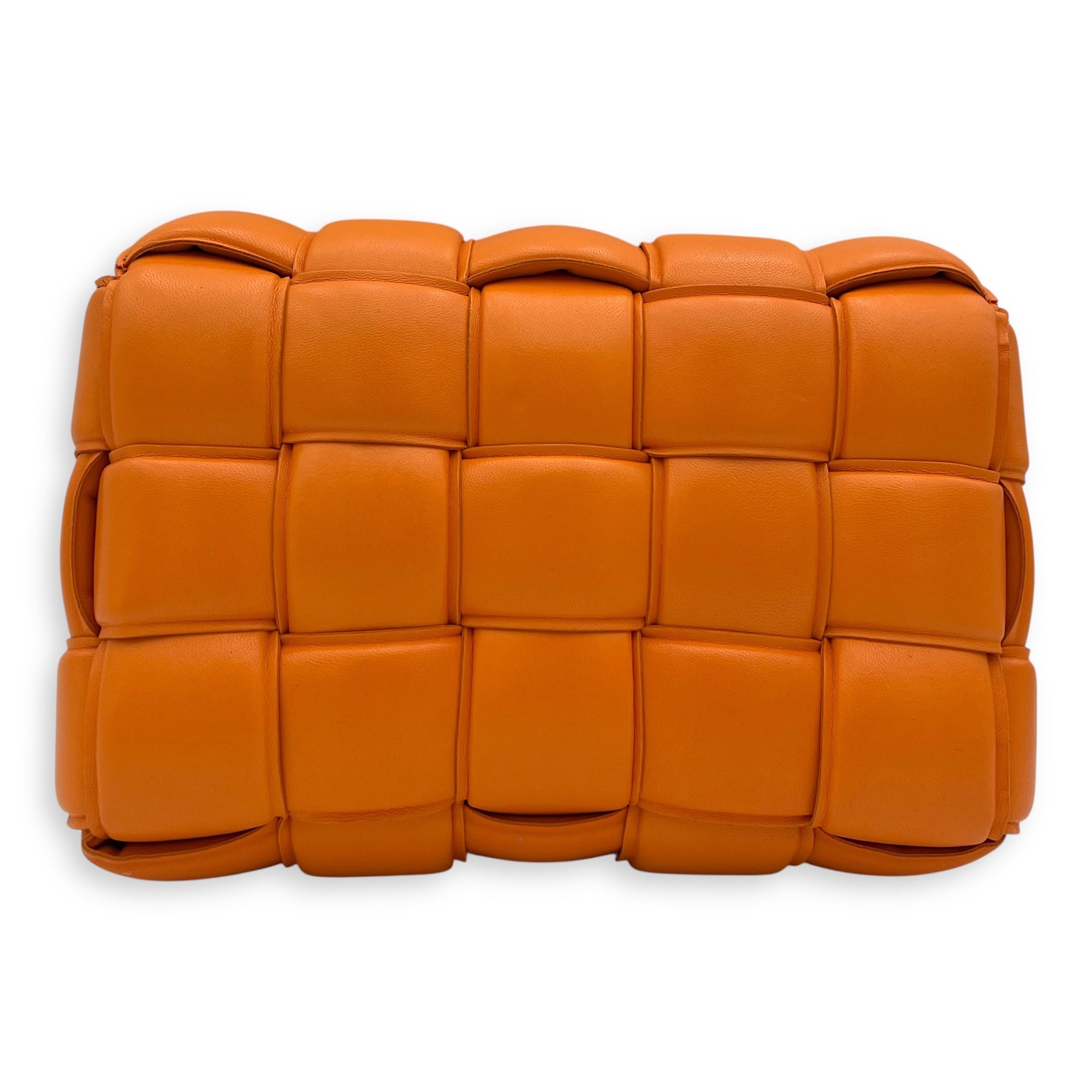 Cassette Shoulder Bag Orange in Lambskin, Gold hardware - Image 3