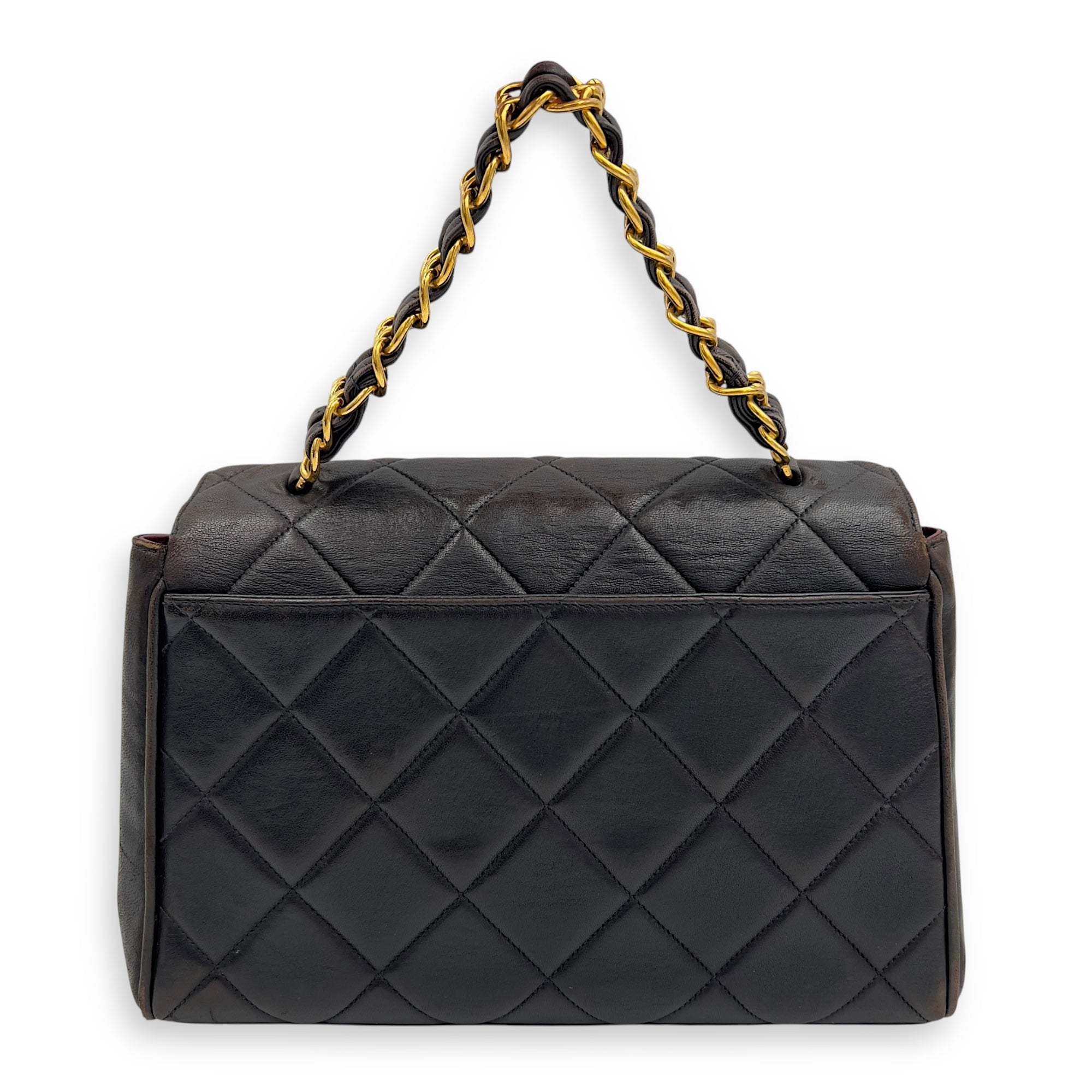 Vintage Quilted CC Top Handle Bag Brown in Lambskin, Gold hardware - Image 3