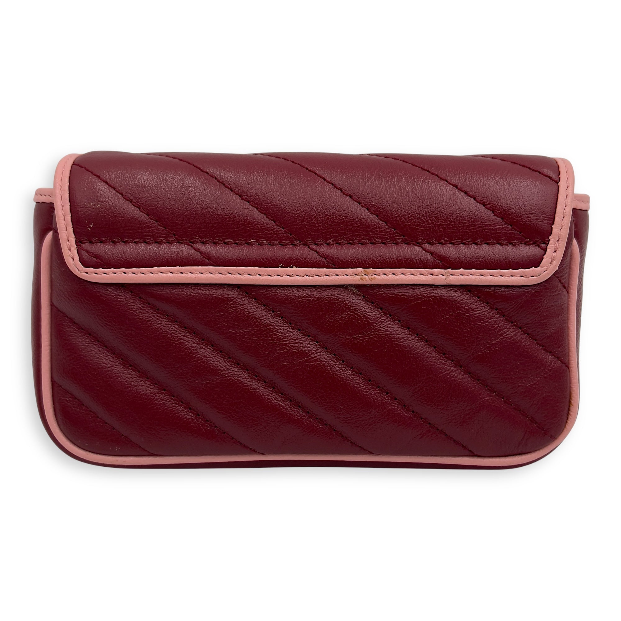 GG Marmont Crossbody Bag Super Mini Red in Calfskin, Gold hardware - Image 3
