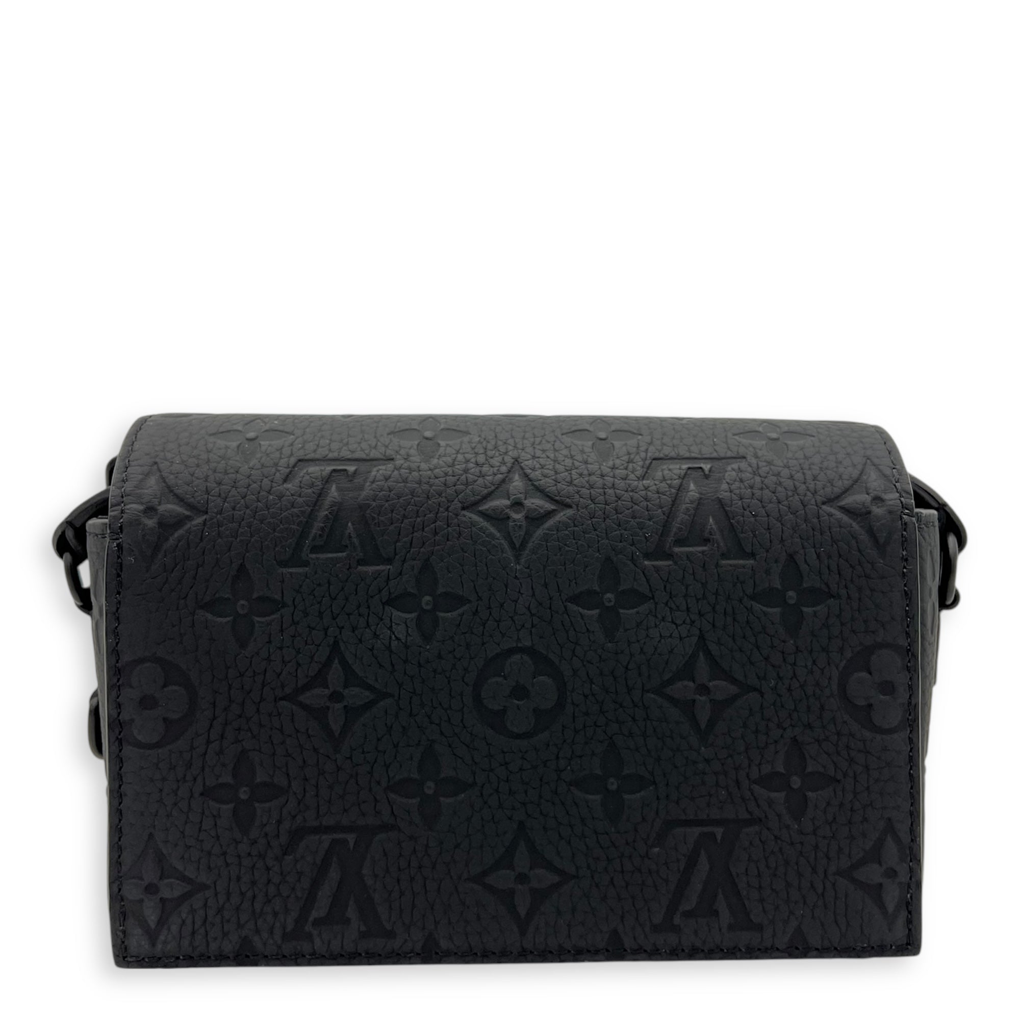 Steamer Black Shoulder Bag in Empreinte Leather, Black hardware - Image 3