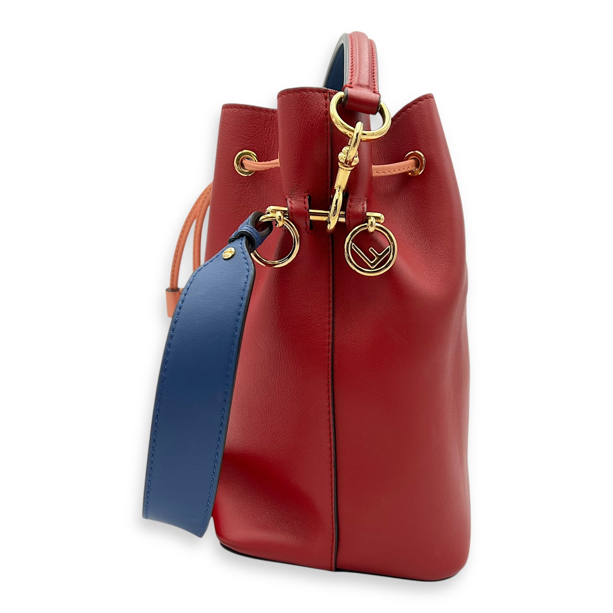 Mon Tresor Bucket Bag Red in Calfskin, Gold hardware - Image 4