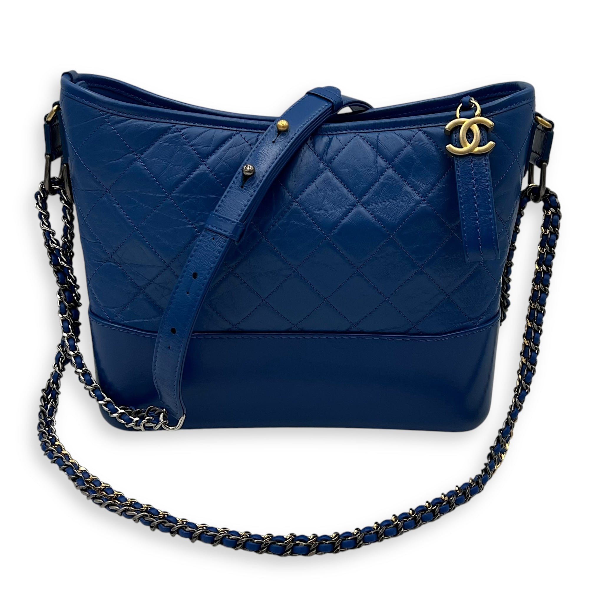 Gabrielle Shoulder Bag Medium Blue in Calfskin, Mixed hardware - Image 10