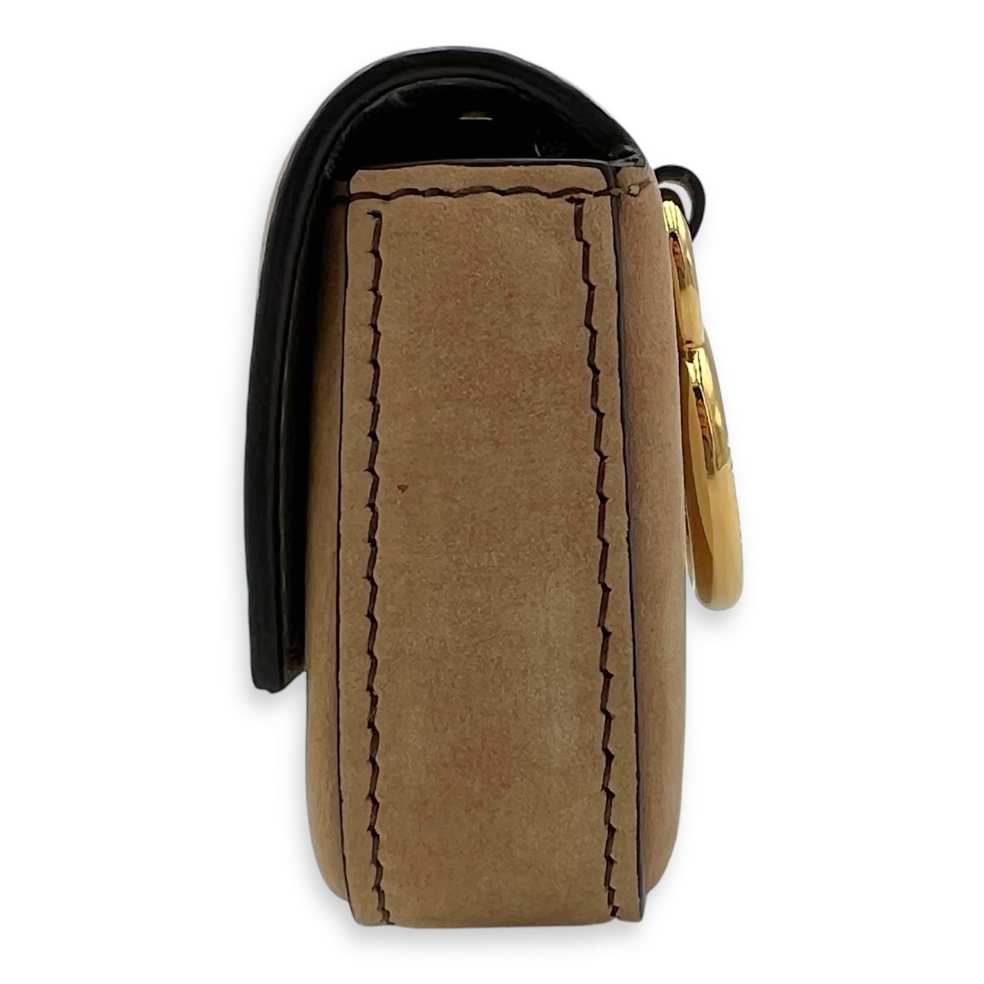 Baguette Nano Brown Crossbody Bag in Suede Leather, Gold hardware - Image 4
